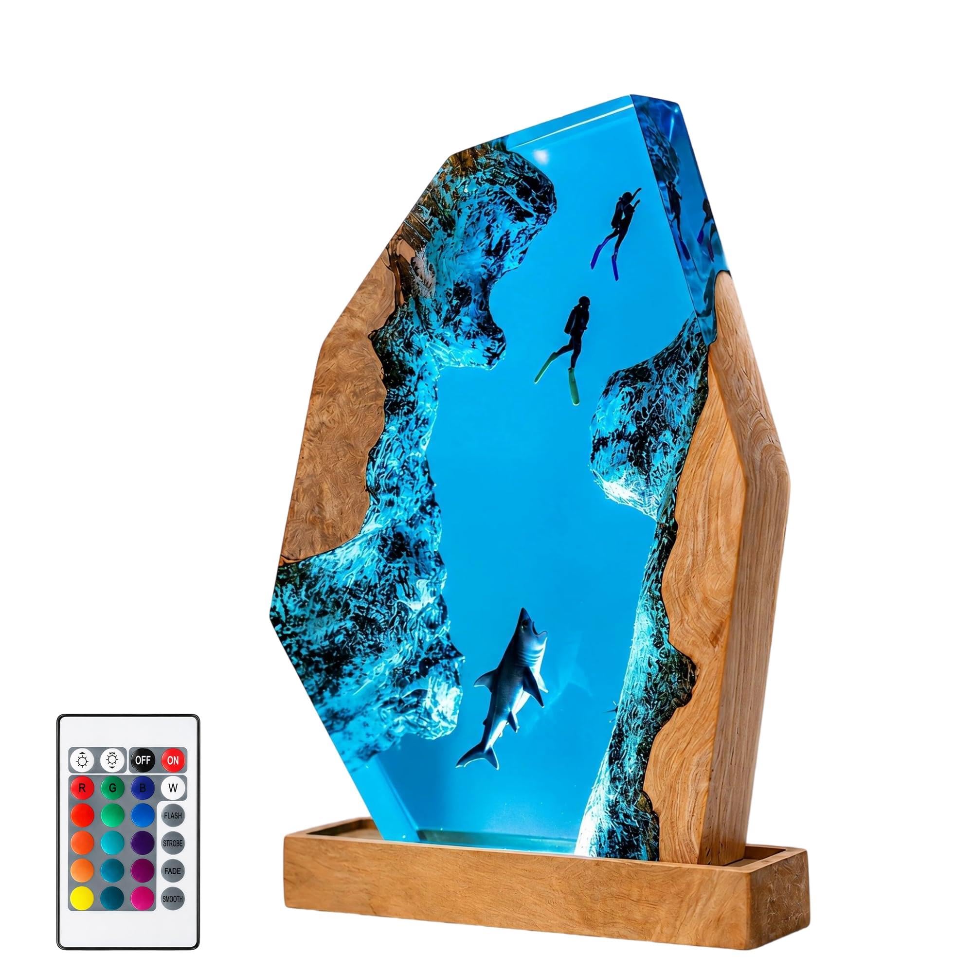 żywica, nurków i rekinów, USB LED, 14x20cm, dekoracja