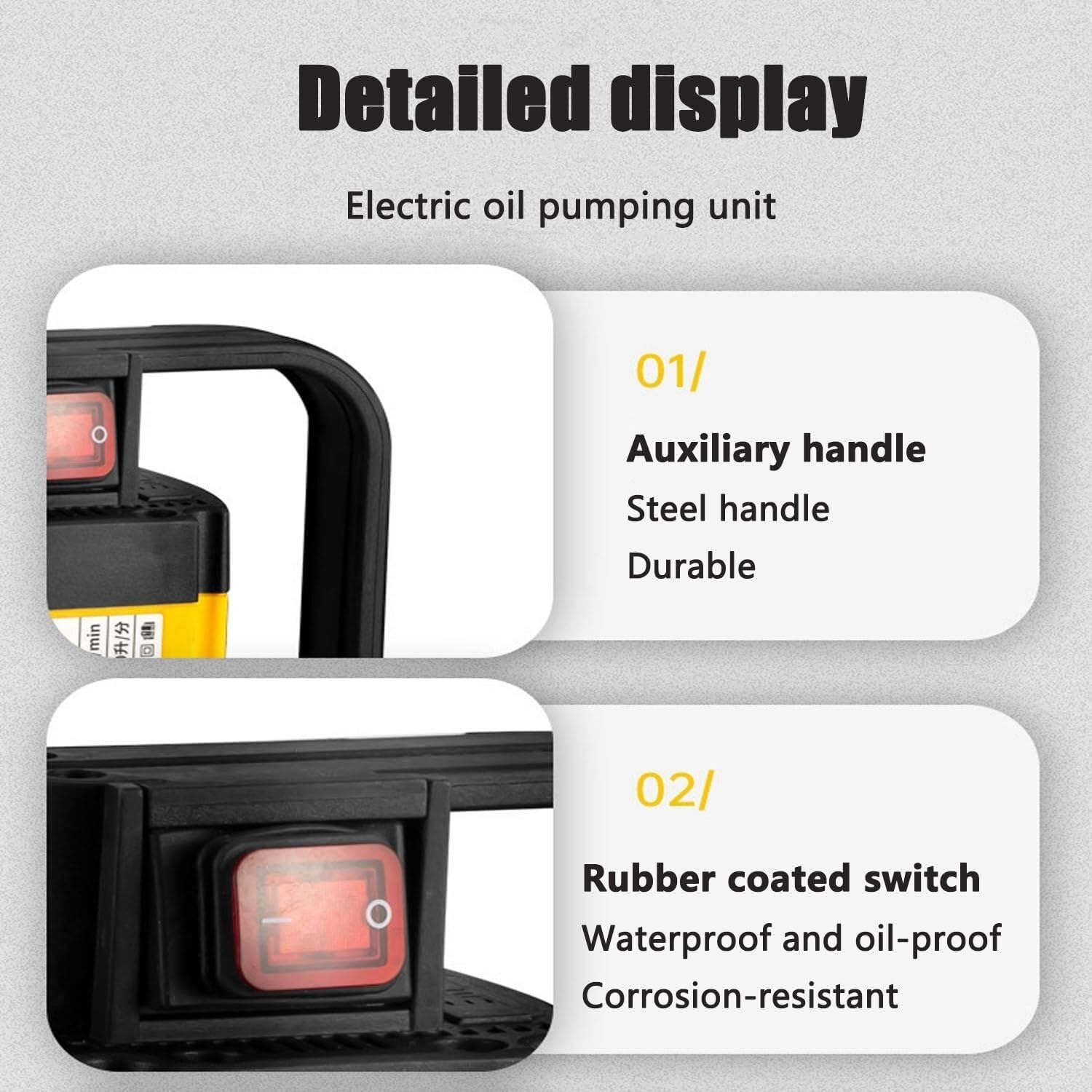 1000w Battery Powered Oil Transfer Pump,Electric Oil Barrel Pump,130l/Min Large Suction Fuel Drum Pump,3 Adjustable Speed Diesel Transfer Pump(Steelhightemperaturetube)