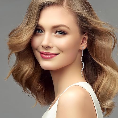 Miniatura 6 de 925 Sterling Silver Spiral Earrings Threader Stud Earrings with Cubic Zirconia Handmade Drop Earrings for Women Trendy