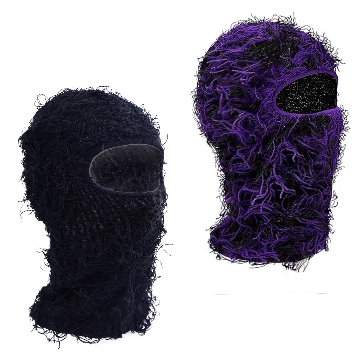 TFTSR 2 Pack Distressed Balaclava Ski Mask for Men Shiesty Yeat Knitted Face Mask for Cold Weather Women