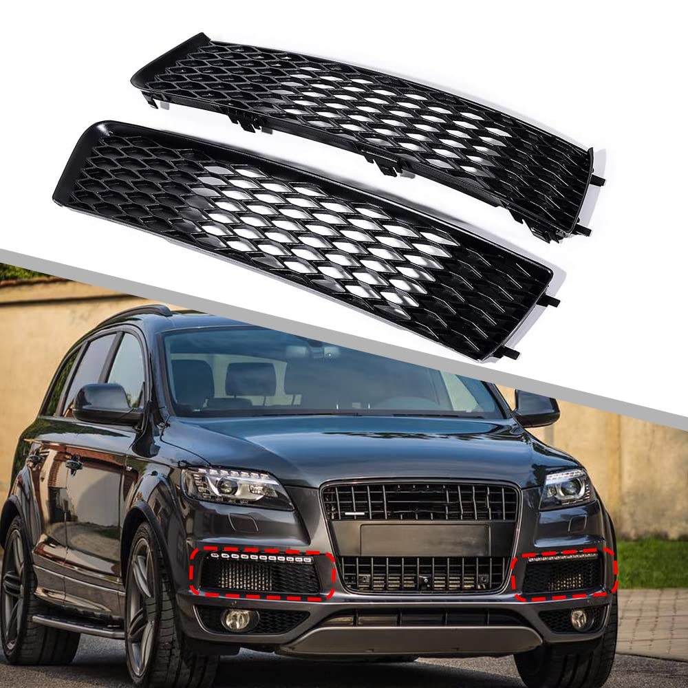 BeNsil Ricambi Auto per A-UDI Q7 S-Line 2009 2010 2011 2012 2013 2014 2015 Nero Fendinebbia Griglia 1 Coppia Auto Paraurti Anteriore Fendinebbia Copertura Griglia DDJKOG