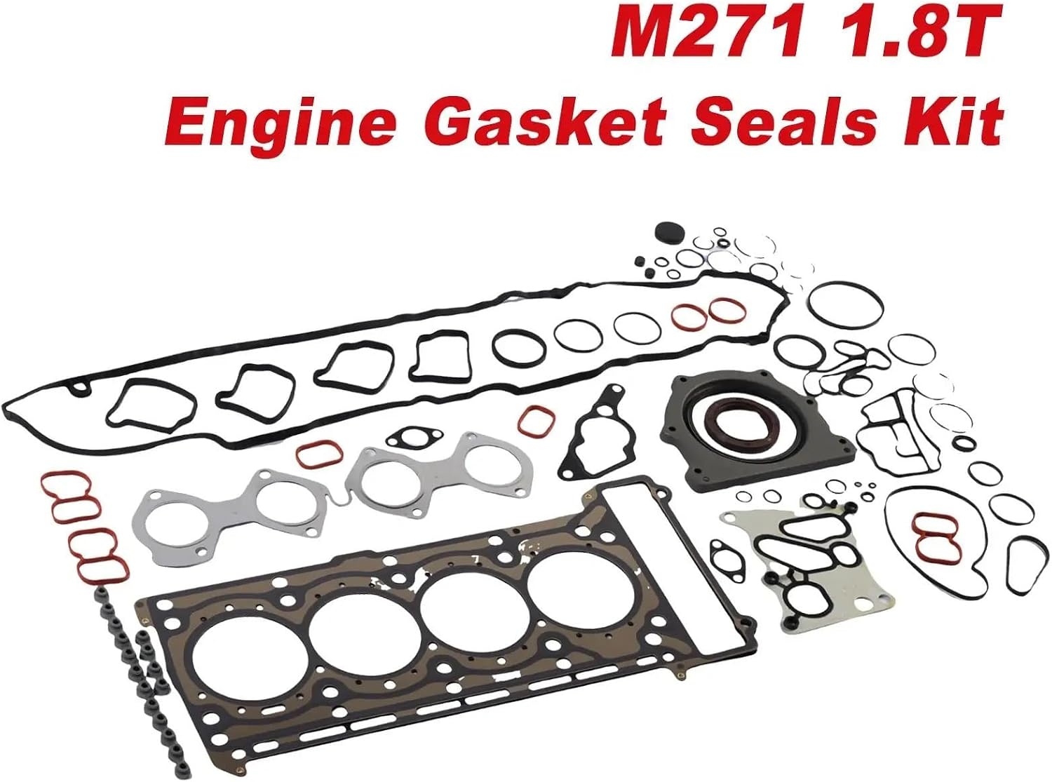 M271 1.8 Engine Overhaul Gasket Seals Kit Compatible With Mercedes-Benz W204 W212 C204 S212 A207 C207 R172 SLK200 C260 2711840280 2710140104