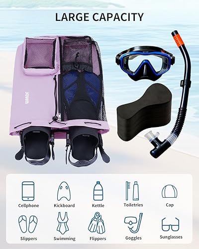 Miniatura 4 de WANDF Mochila de Malla con Cordón para Natación, con Bolsillo para Artículos Húmedos, para Natación, Gimnasio y Equipo de Entrenamiento