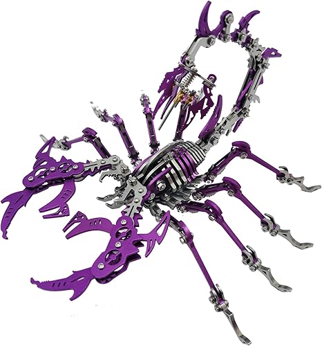 Coloridos rompecabezas de metal 3D para adultos, escorpión, kit de modelo de metal escorpión 3D para construir para adultos con herramienta, kits de