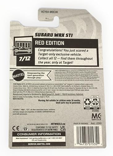 Hot Wheels 2022 - Subaru WRX STI - Edición roja 712 rojo 67250