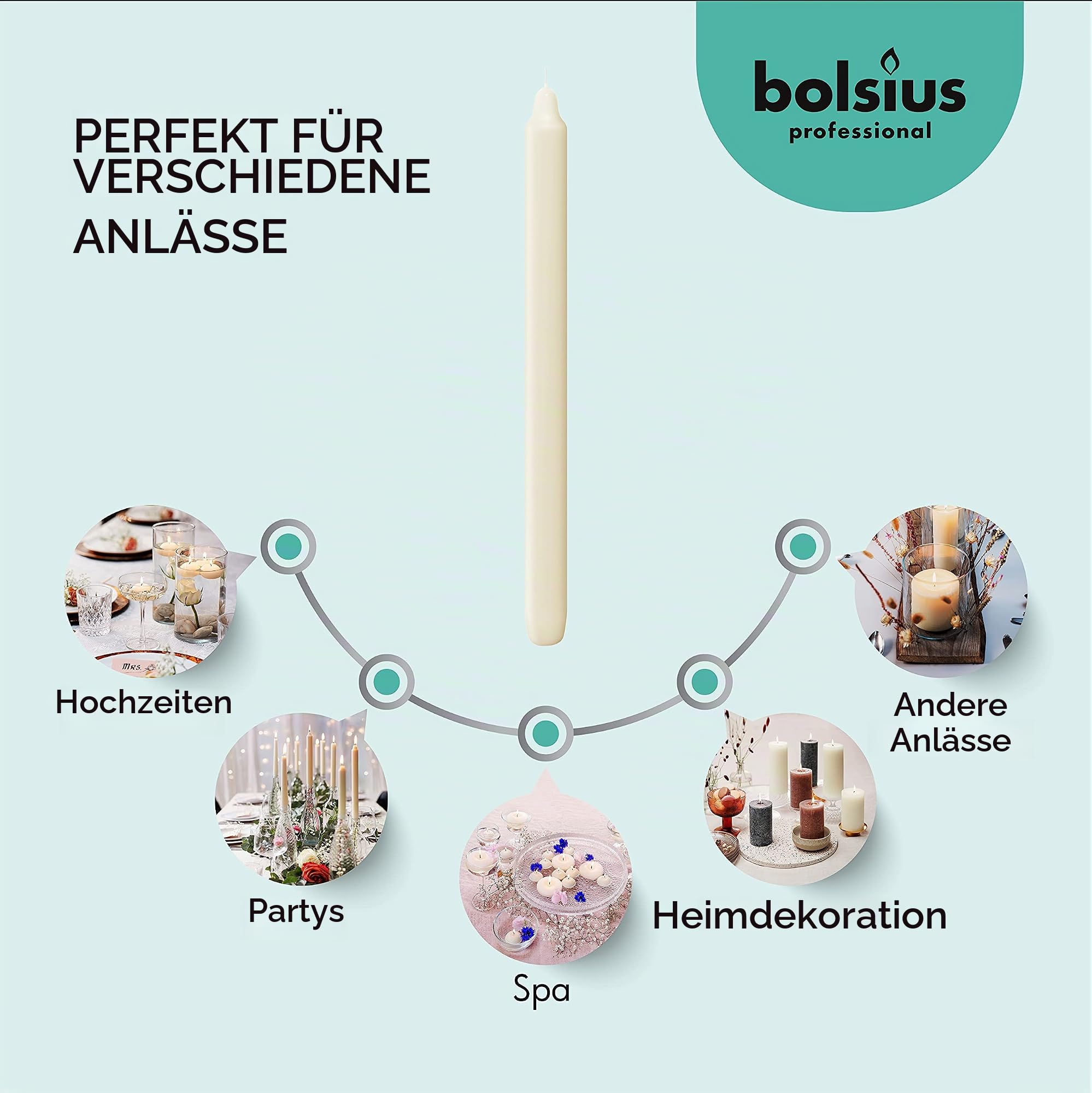 Bolsius Tafelkaars 290/22 ivoor - 50st