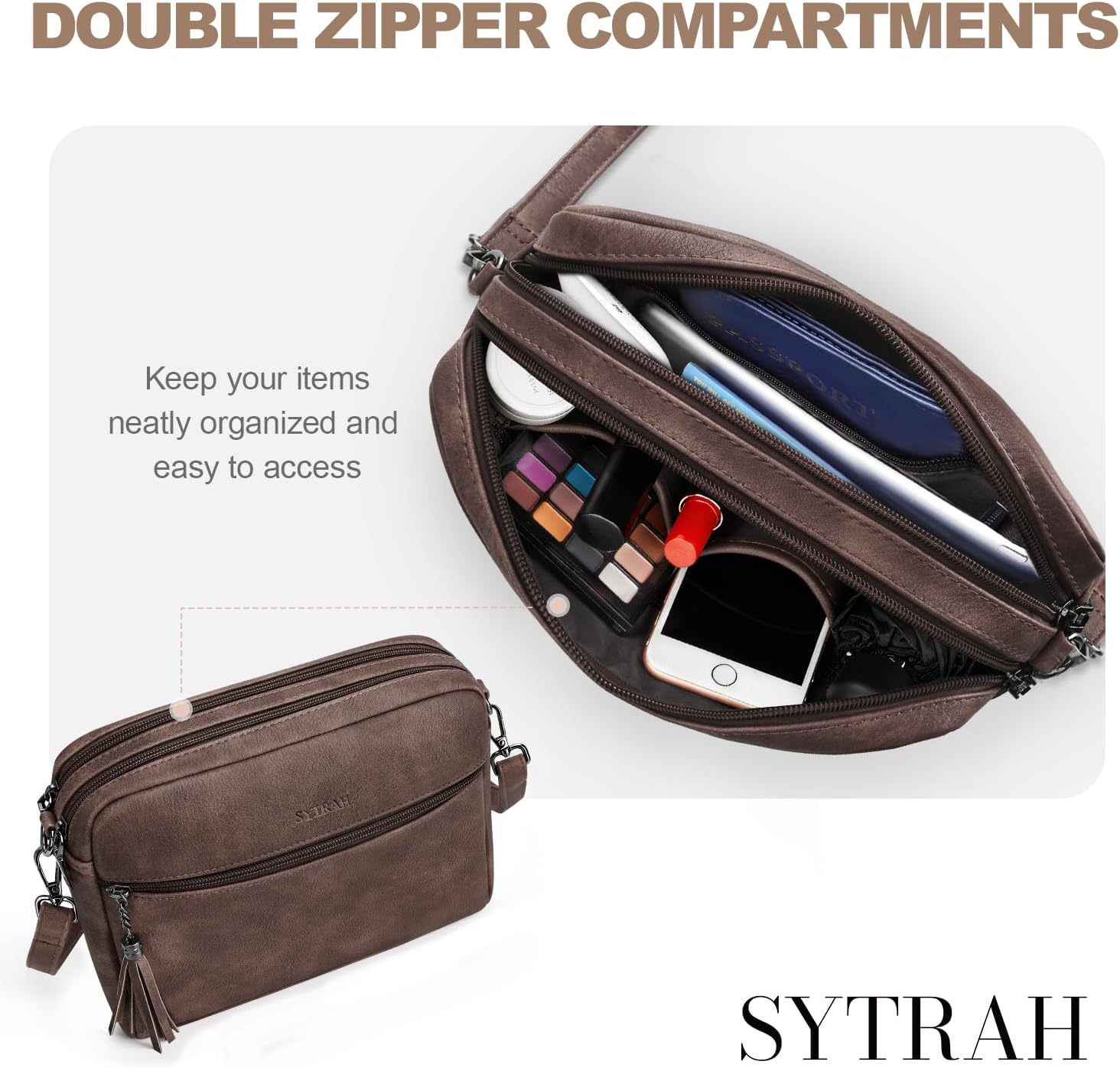 Crossbody Bags for Women, Lightweight Medium Crossbody Purse, Soft Leather Purses for Women Shoulder Handbags - Image 6