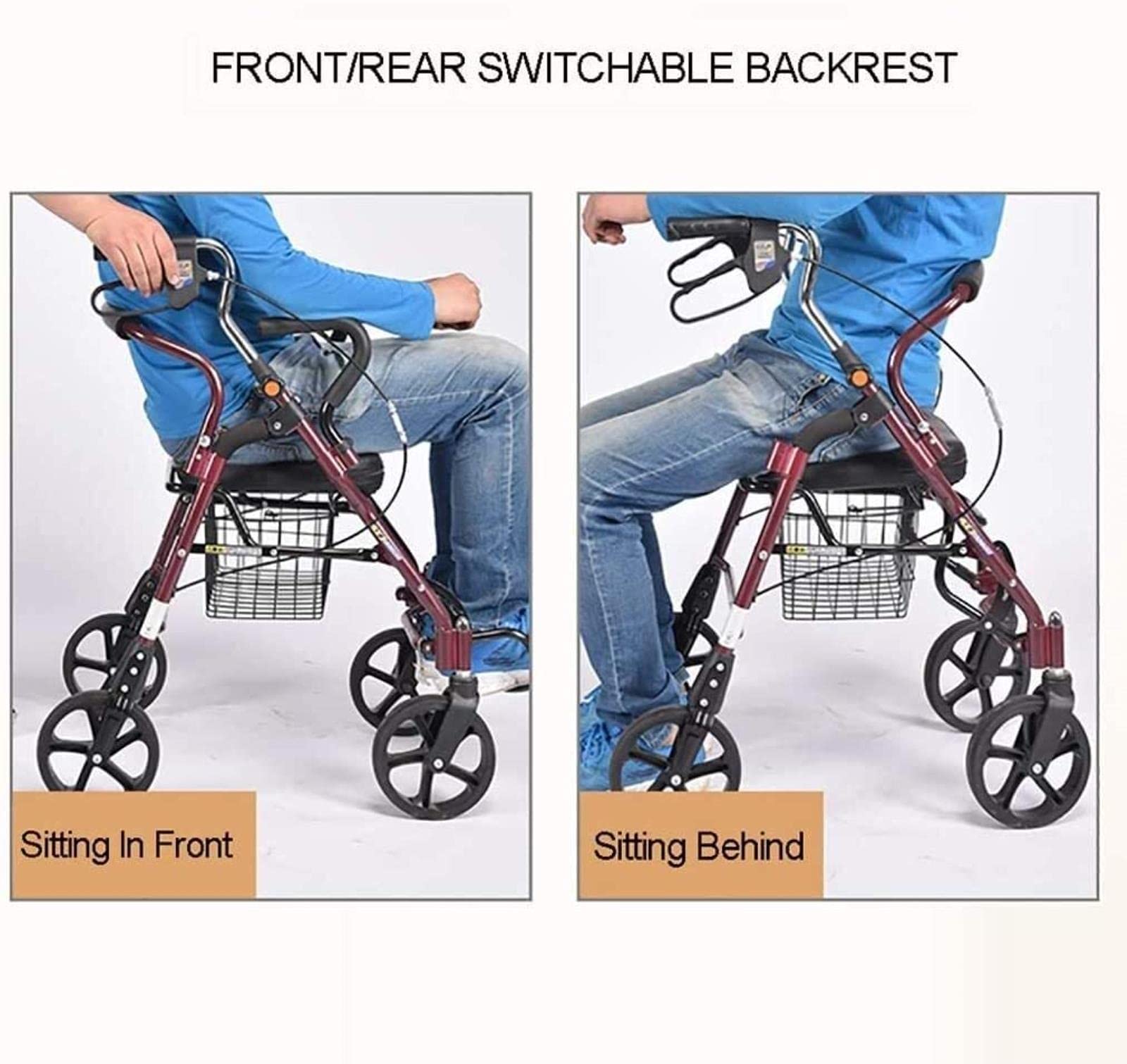 Rollator Walker Rama spacerowa Standardowy chodzik Rollator Regulowany chodzik z siedziskiem Dla osób starszych, niepełnosprawnych i pacjentów o ograniczonej sprawności ruchowej Comfortable