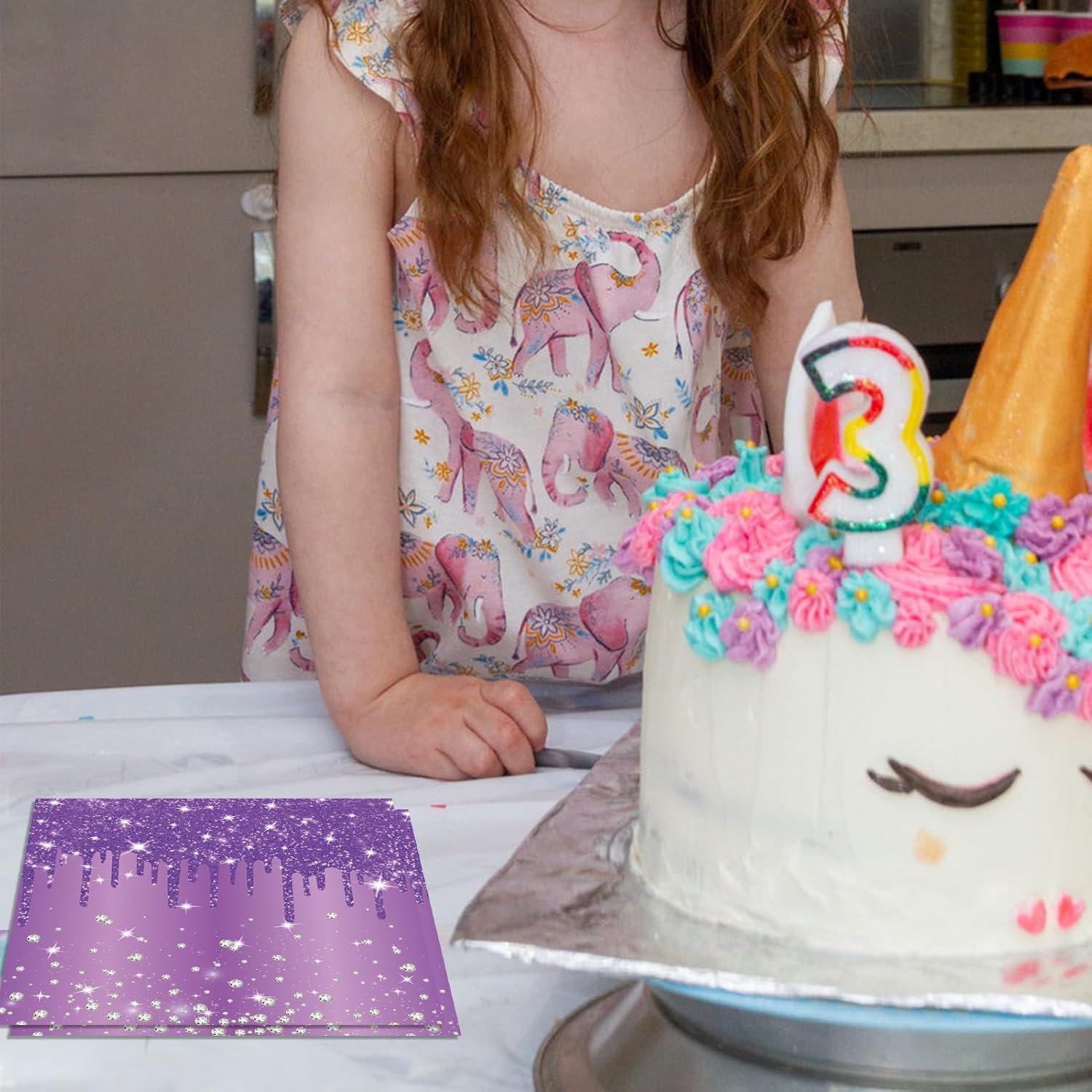 40 PCS Disposable Napkins Happy Birthday Napkins Purple Diamond Paper Napkins Purple Birthday Decorations for Dinner Wedding Anniversary Birthday Party Supplies 2 Ply - Image 5