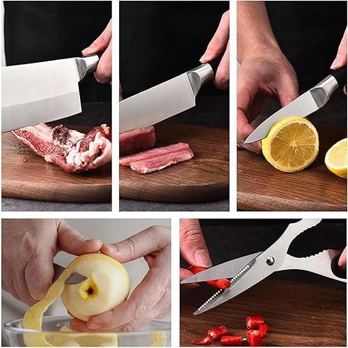 Miniatura 6 de Juego de cuchillos de 8 piezas de alta calidad con bloque, afilado, fabricación magistral de cuchillos, juego de cuchillos de cocina con cuchillos