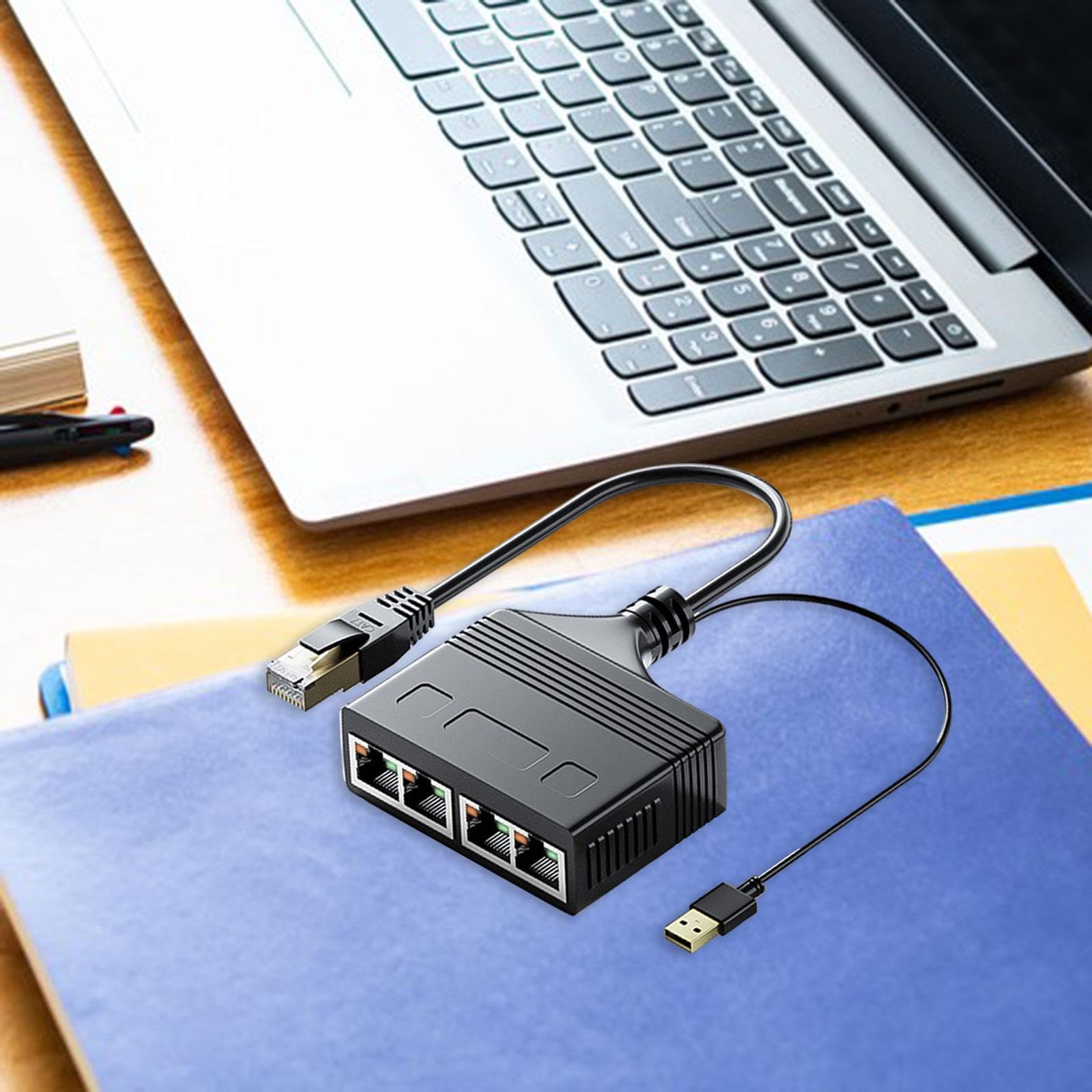 4 Piezas RJ 45 Divisor de Red Cable Ethernet Adaptador LAN Extensión con USB para Conectar Simultáneamente Dispositivos Y Internet Adecuado, 1 a 4 1000 Mbps