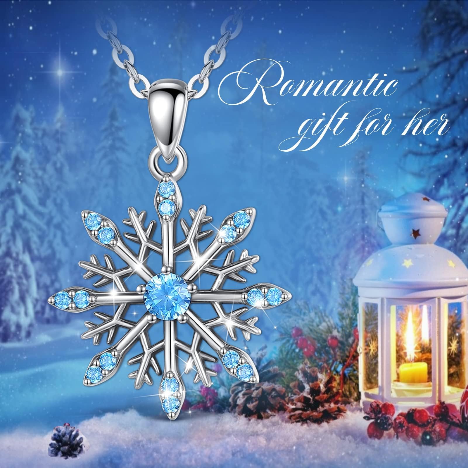 INFUSEU Collana Fiocco Di Neve, 925 Sterline Argento La Ragazza Della Neve Pendente Fiocco Di Neve In Zirconia Cubica Gioielleria Collana Elegante Donna