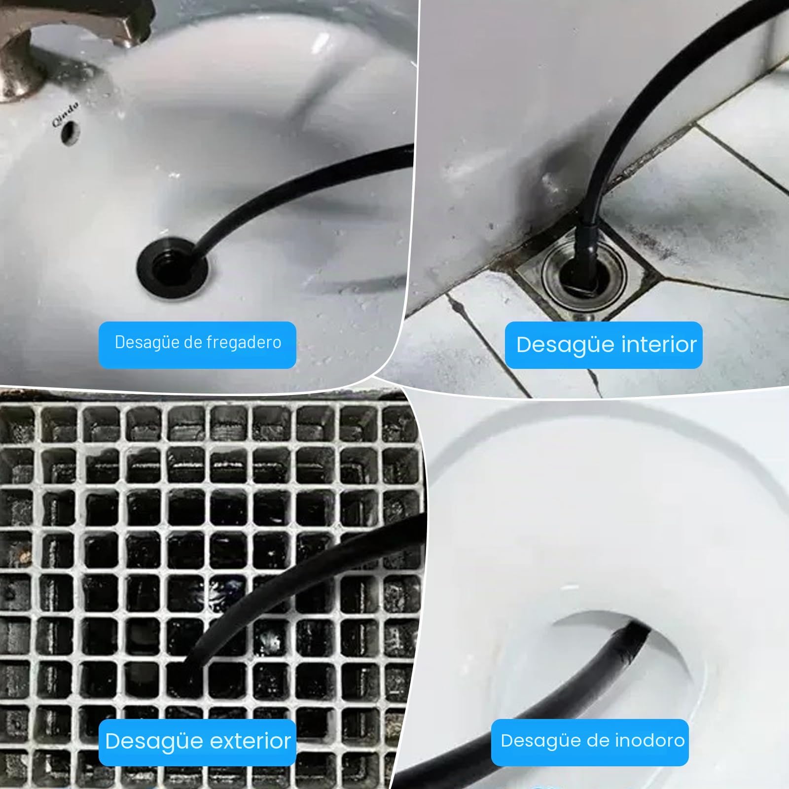 Kit de Manguera para Limpieza de Tuberías - 400 bar / 140°C - Compatible con Kärcher K2-K7 y Bosch - Incluye Adaptadores y Boquillas de Limpieza - Para Desagües y Tubos Obstruidos - Uso Universal