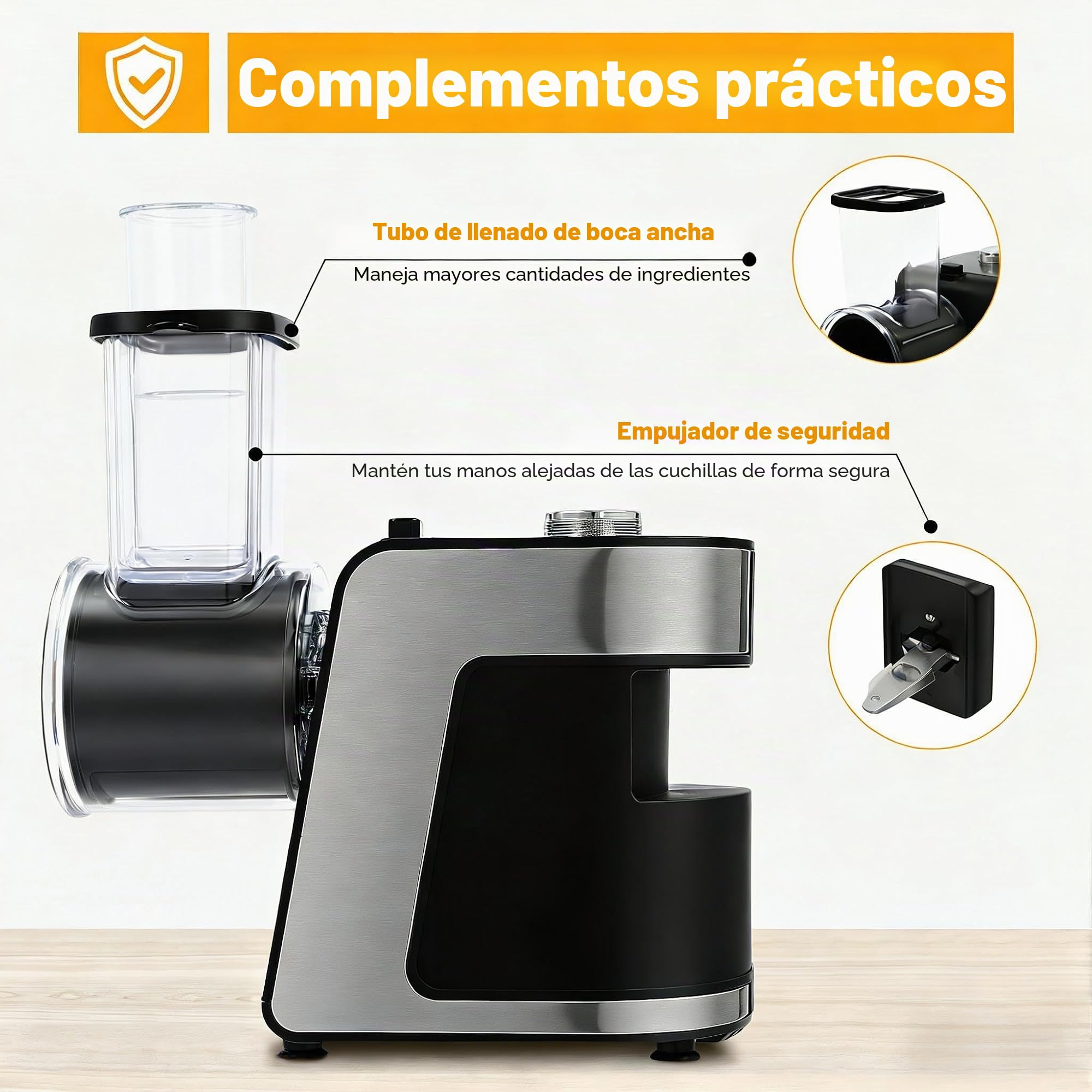 Cortador de verduras eléctrico 1000 W con motor de cobre, cuchillas de acero inoxidable (10 cuchillas de repuesto), material ABS, negro, 15 x 12 x 20 cm, independiente