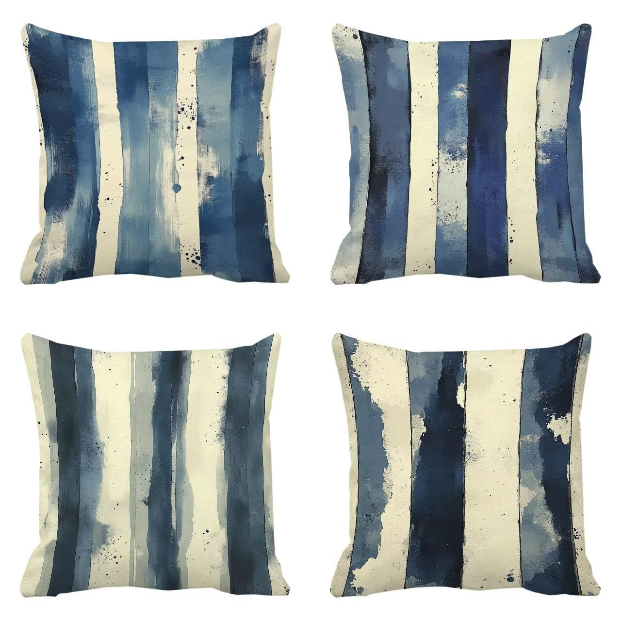 Coussin carré d'extérieur bleu à rayures 60x60 pour chaise et canapé
