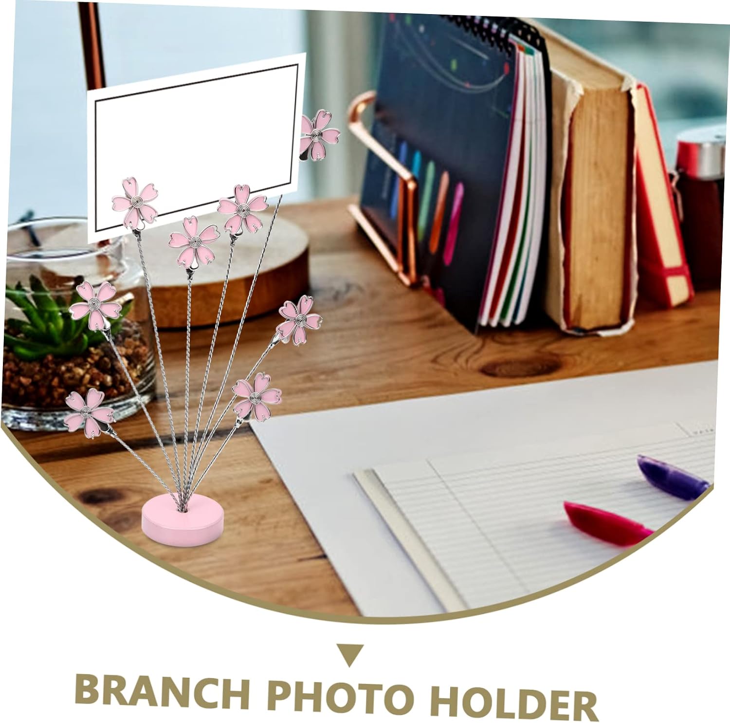 KICHOUSE Flower Design Memo Clip Holder Stand for Home Decor Branch Picture Display Note Clips for Weddings Birthdays and Events