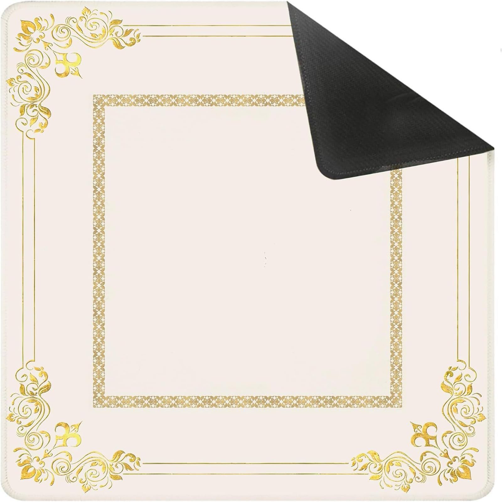 Lukery Silent Wear-Resistant Square Mahjong Mat for Table (Beige,120x120cm)