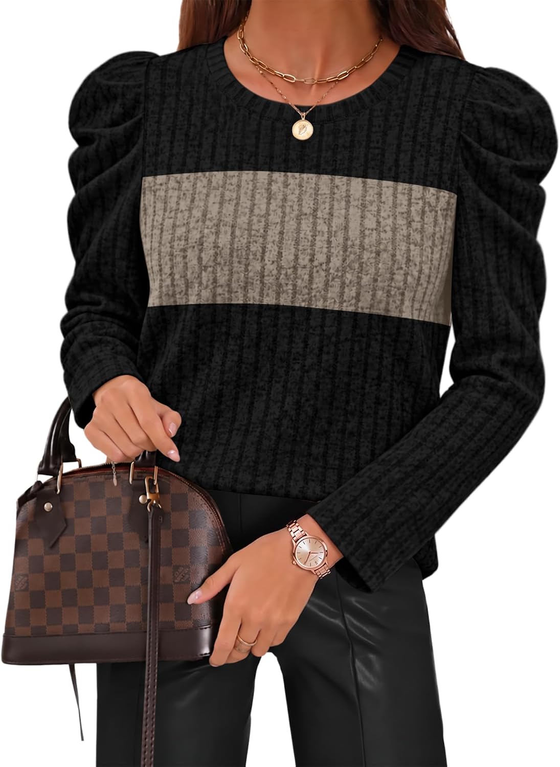 WIHOLL Fall Outfits for Women Puff Long Sleeve Shirts Lightweight Sweaters