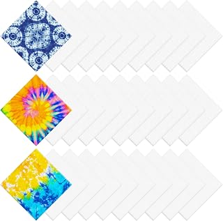 FODAHRWS 22x22 Inch White Cotton Bandanas Bulk Pack for Tie Dye, Head Wraps, DIY Crafts - Men Women Pets