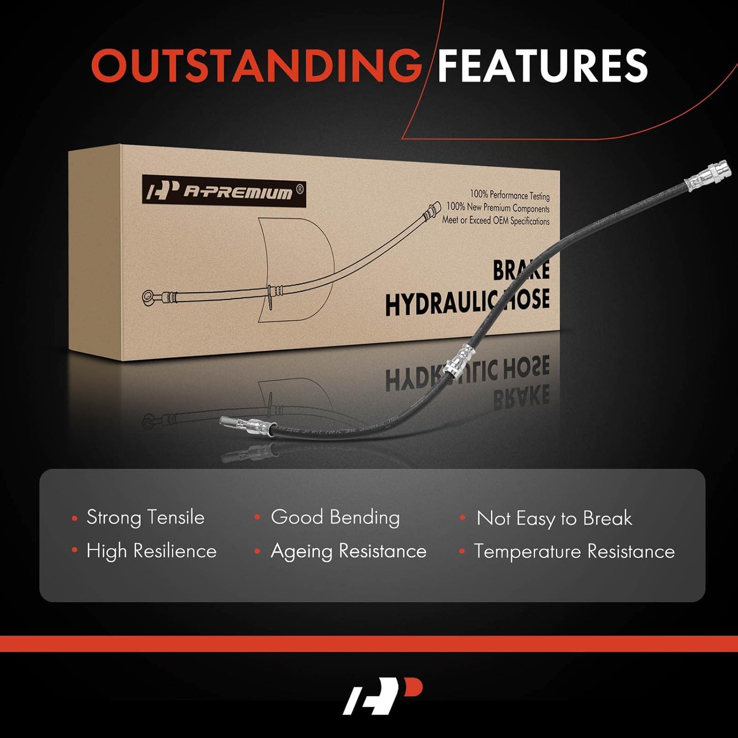 A-Premium Front Driver or Passenger Brake Hydraulic Hose Compatible with Select Audi and Volkswagen Models - Q3/Q3 Quattro 2015-2018, For Tiguan 2009-2018, 2.0L, Turbocharged - Replace# 5N0611701A