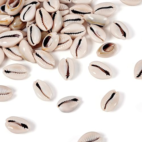 Vista 157 de Cheriswelry 50 cuentas de concha galvanizadas, conchas de cauri en espiral, conchas de mar, verano, playa, cuentas espaciadoras sueltas