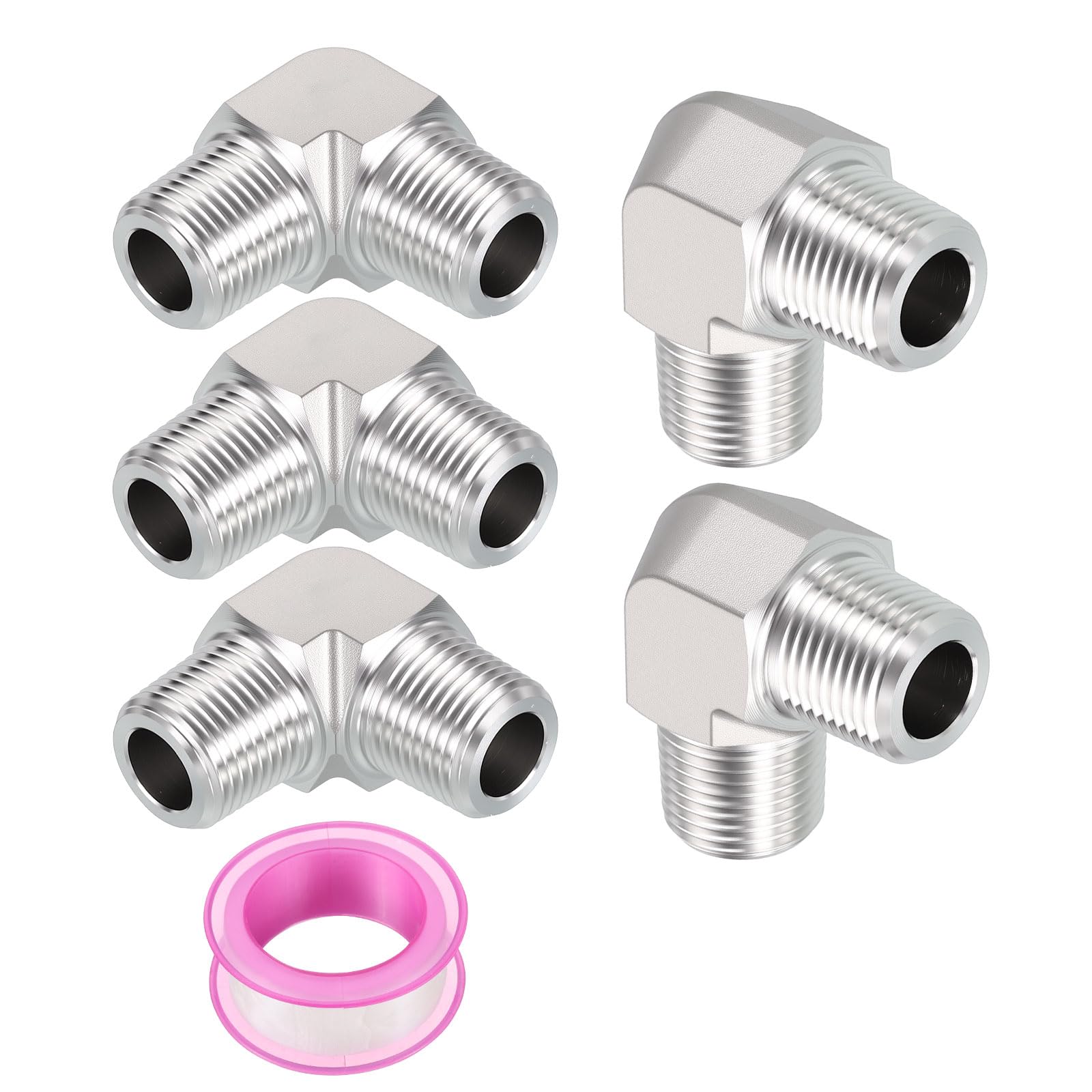 Raccord de tuyau coude male NPT 90 degres inox 304 pour connecteur air huile LP avec ruban