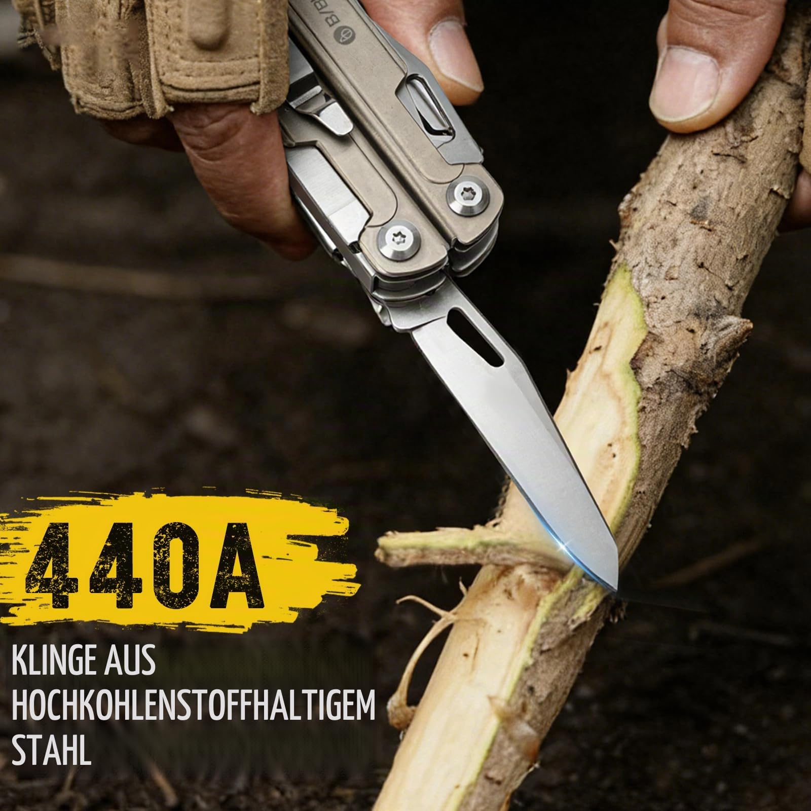 BIBURY Multitool Titan 24-in-1, Multifunktionszange aus 30% Leichter Titan, 7CR17 Messer, 51CrV4 Bit-Set und Gürtelclip, Zange für Camping, Wandern, Auto-/Wohnmobil-Notfälle, Geschenk für Männer