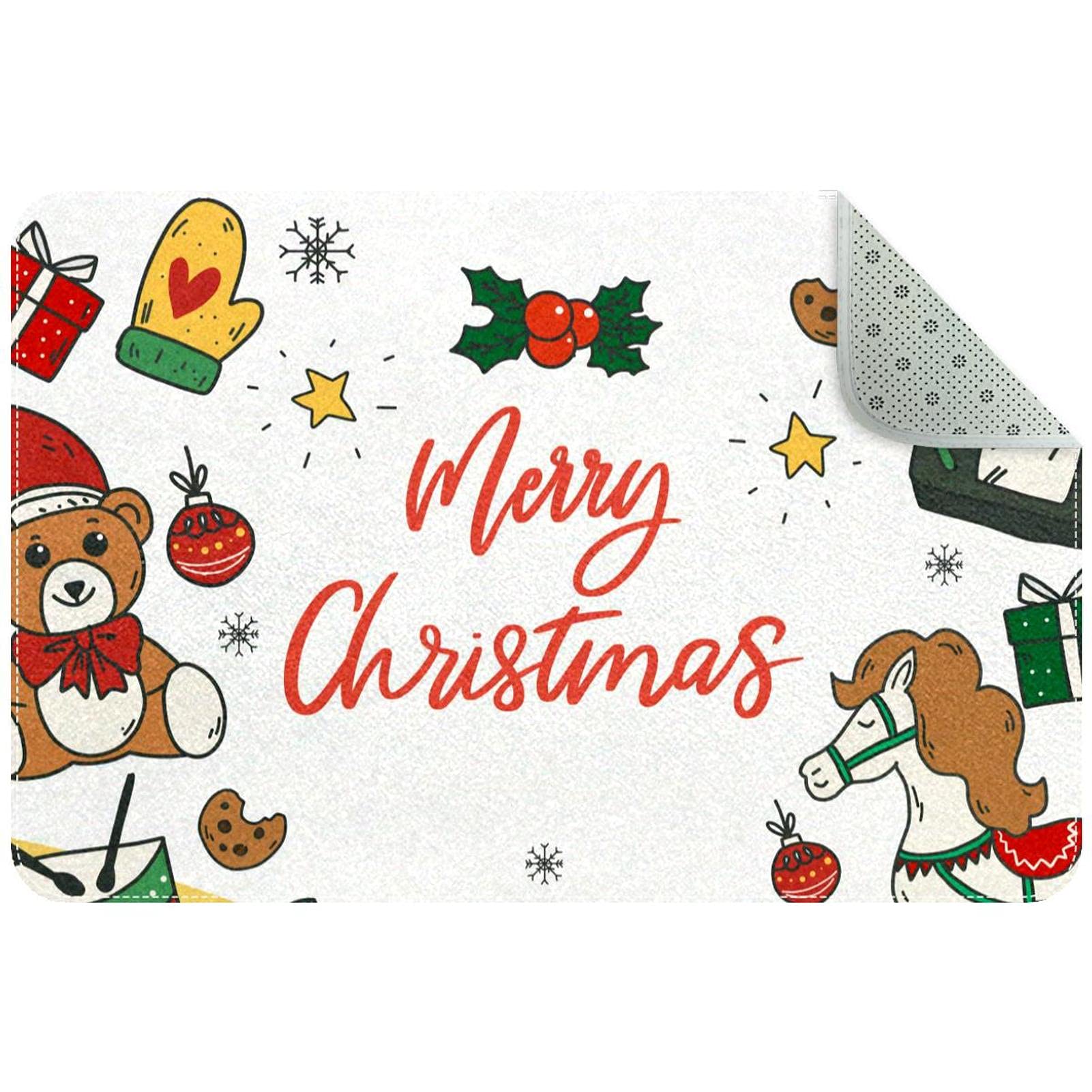 Tapis de porte de Noël doux et lavable en machine pour entrée et couloir