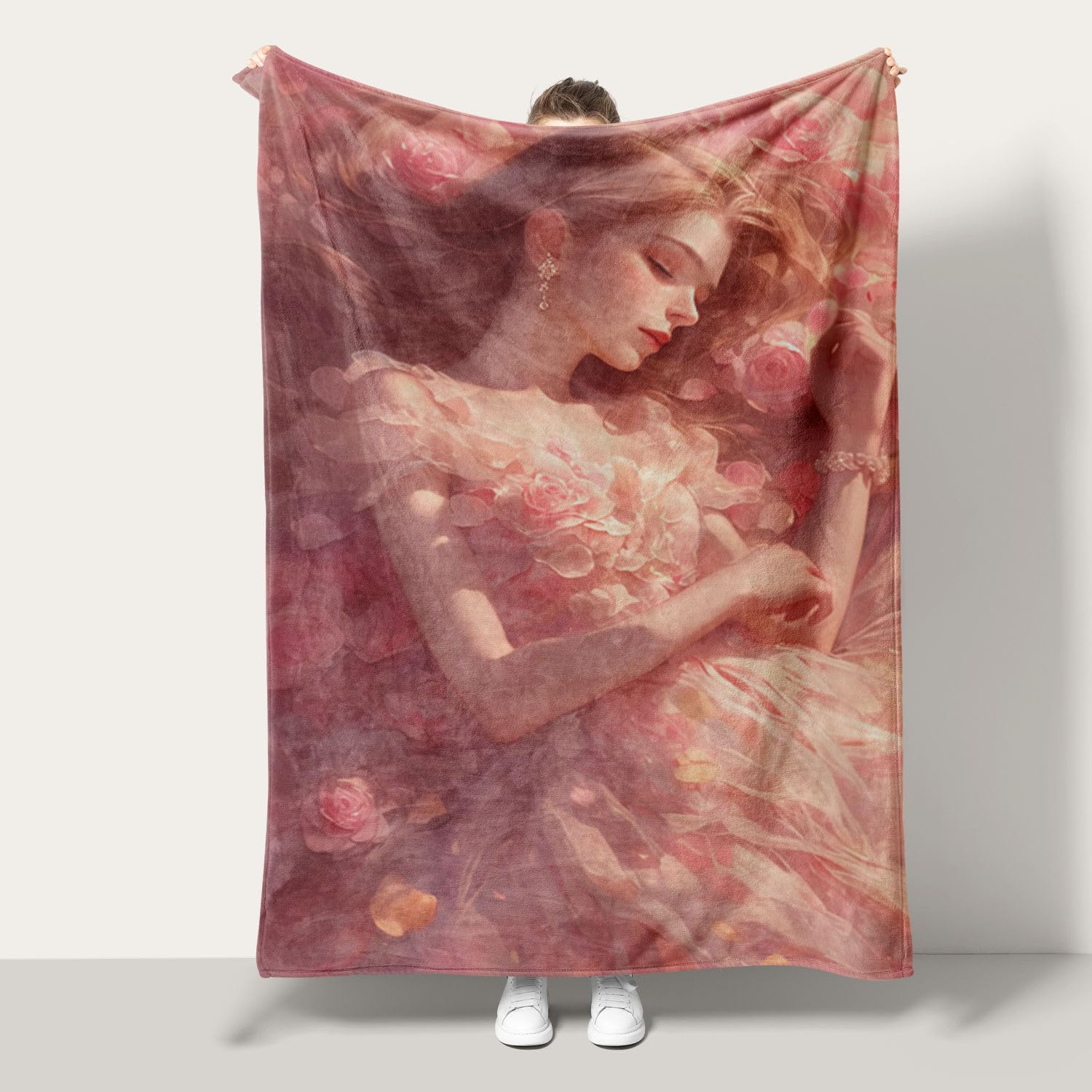Plaid en flanelle fleurs cadeau idéal femme et enfant couverture douce