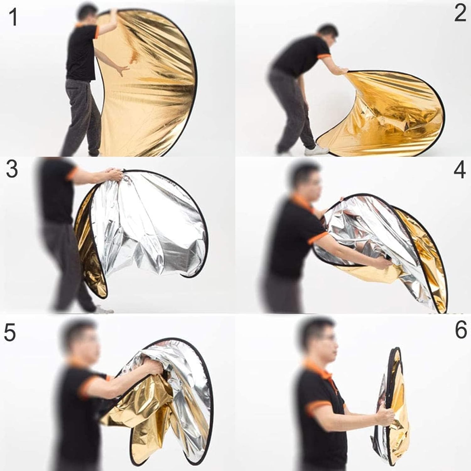 Portable 5-in-1 Oval 60”X80”/150X200cm Reflector Translucent Professional Collapsible Multi-Disc Light Reflector with Handles Silver, Black, Gold, White Surface for Photography Photo Studio