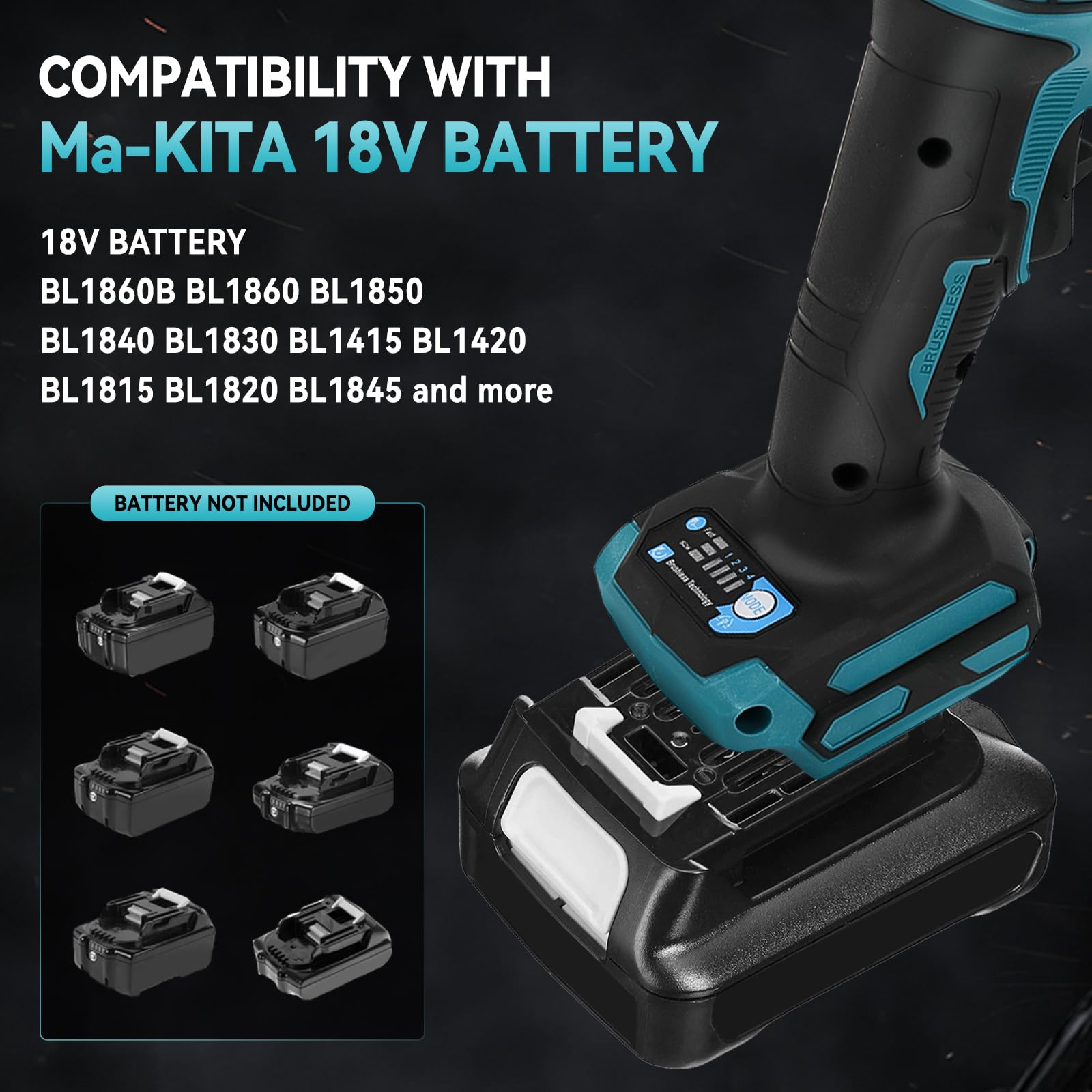 Smerigliatrice angolare a batteria per Makita 18-21V, 125 mm, 10000 giri/min, smerigliatrice elettrica con motore brushless e 6 lame per taglio di legno, plastica e metallo, lucidatura