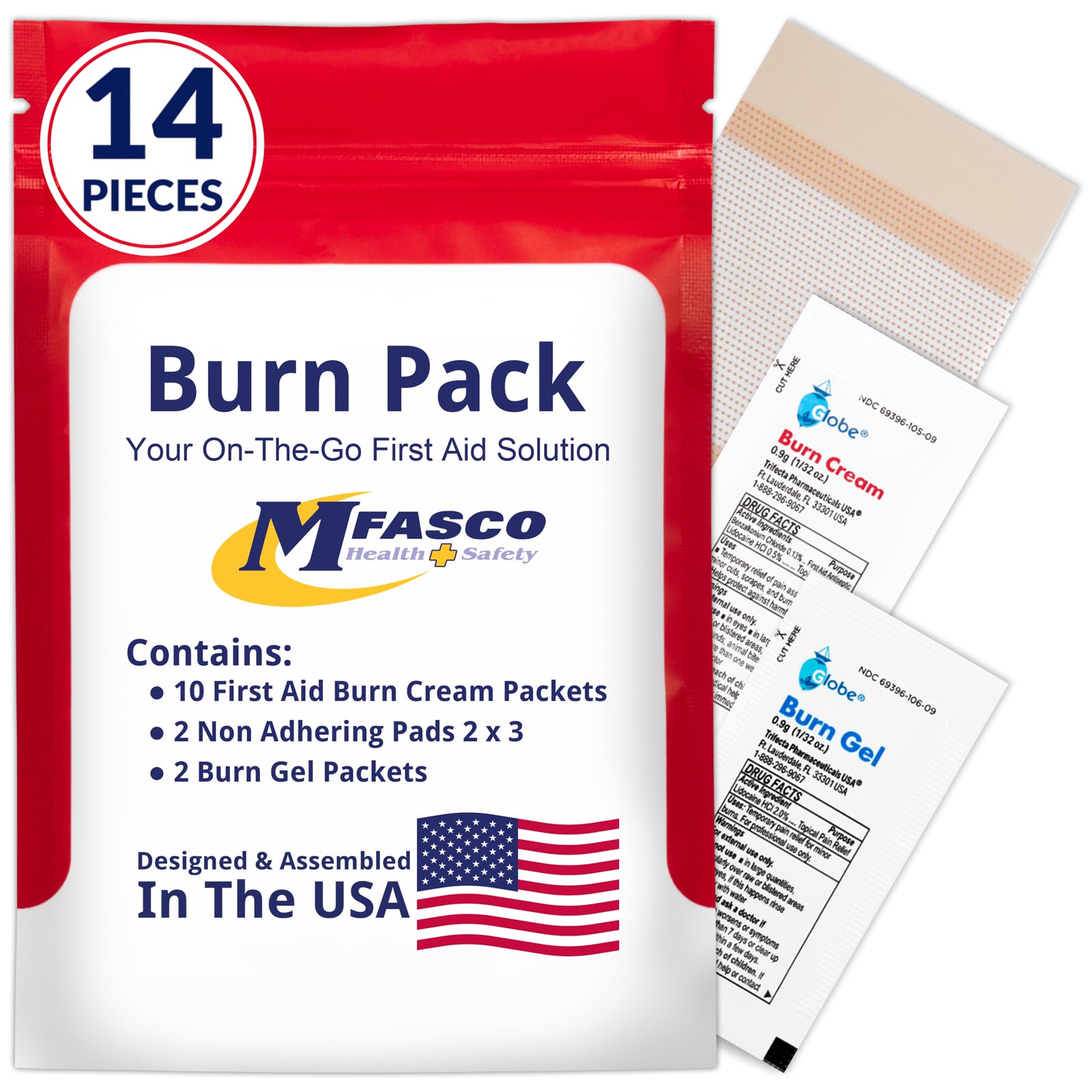 MFASCO First Aid Kit Refill Burn Care Refill Pack | Convenient &amp; Portable