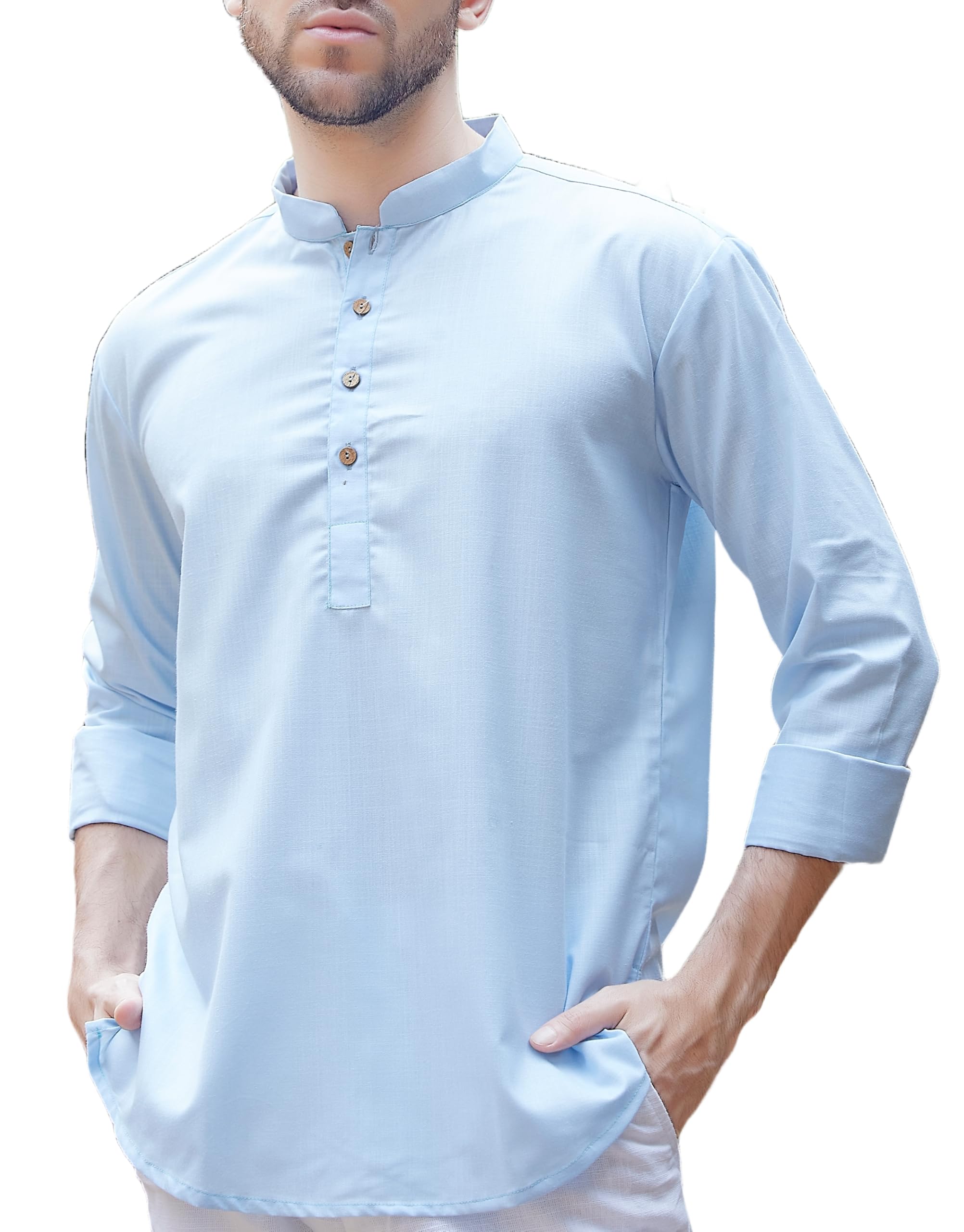 Divisive Men's Cotton Relaxed Fit Short Kurta (Dkrt846_Xxl_Sky)