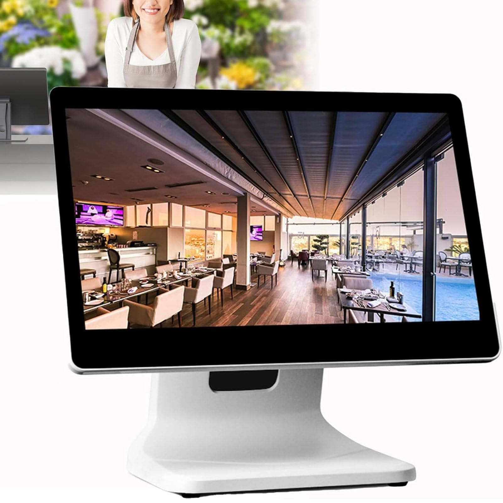 PC POS con Touchscreen da 15,6 Pollici, registratore di Cassa Intelligente con Touchscreen, 4 GB di RAM, SSD da 64 GB, CPU N2930, Windows 10 PRO per la Vendita al Dettaglio a Schermo Singolo