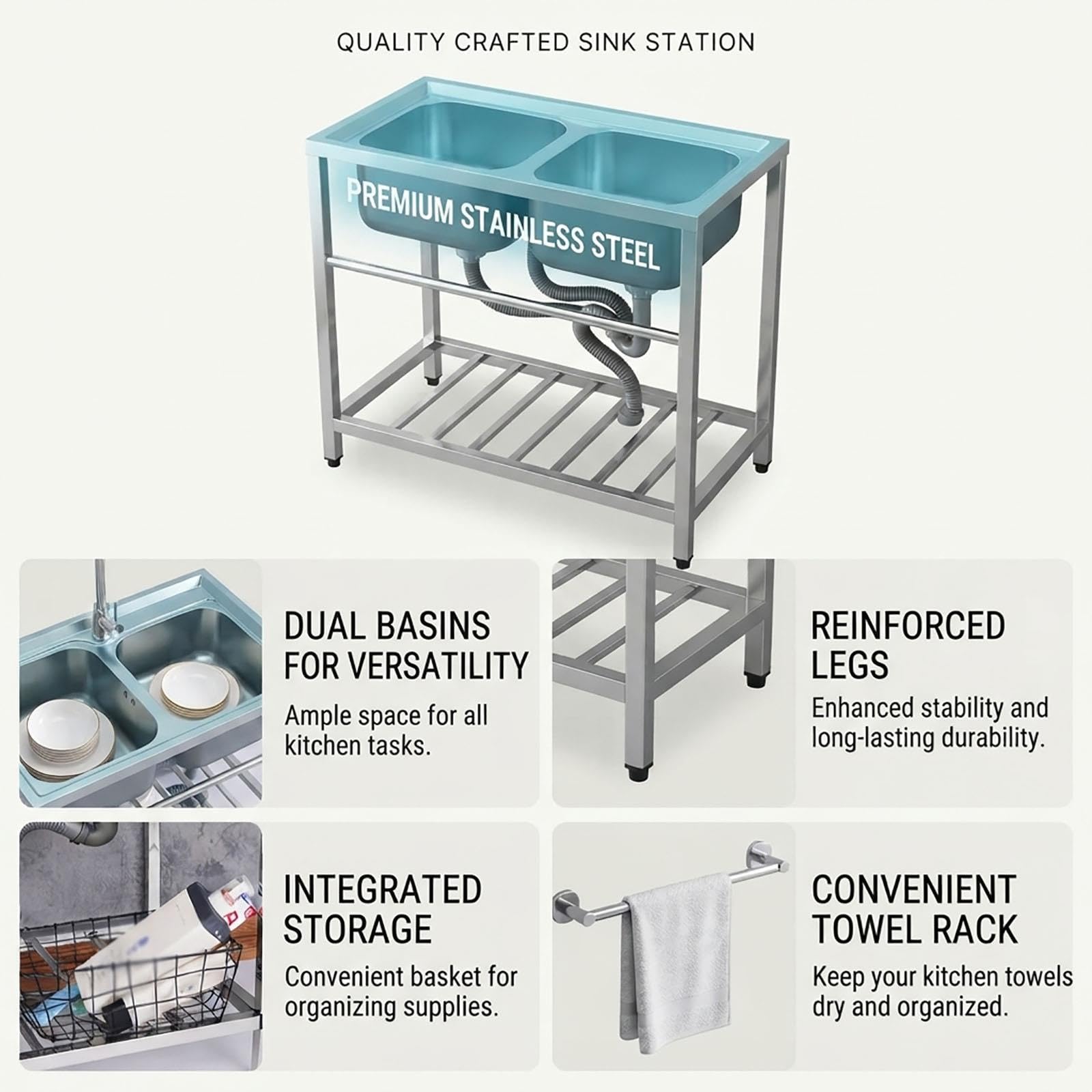 Zlew ze Stali Nierdzewnej z Ruchomą Tarką do Prania