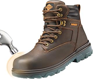 Work Boots for Men, Steel Toe Waterproof Boots with Puncture Proof, Oil & Slip Resistant, Comfortable Mens Construction Boot with EH Protection, Leather Shoes for Industrial