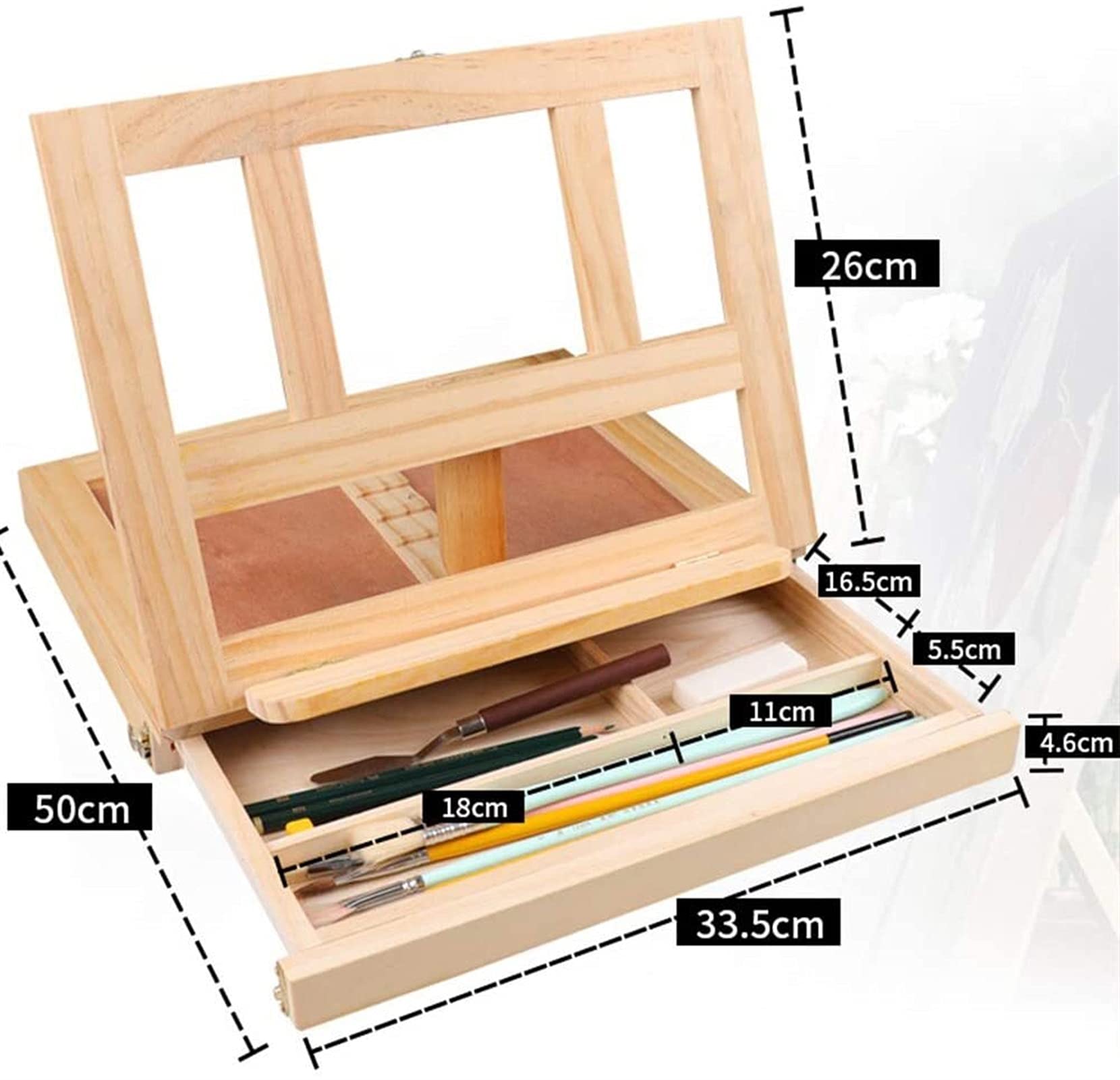 práctico Caballete de escritorio de madera multifuncional plegable, caja de marco de pintura al óleo duradera ARTE AJUSTABLE SKETTE SKETE DE EMPLEADOR PARA PROFESIONES DE LOS ESTUDIANTES Artista profe