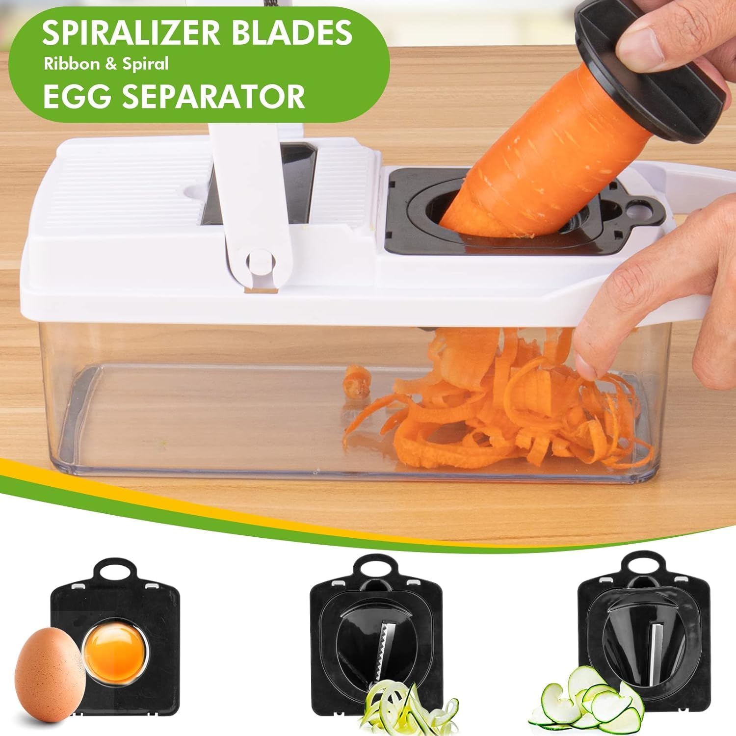 Mandolina per Verdure Professionale,Multifunzione Tritatutto Affettatrice Manuale,Taglia Verdure Cucina in Acciaio Inox per Patate,Carote,Cipolle(Bianco)