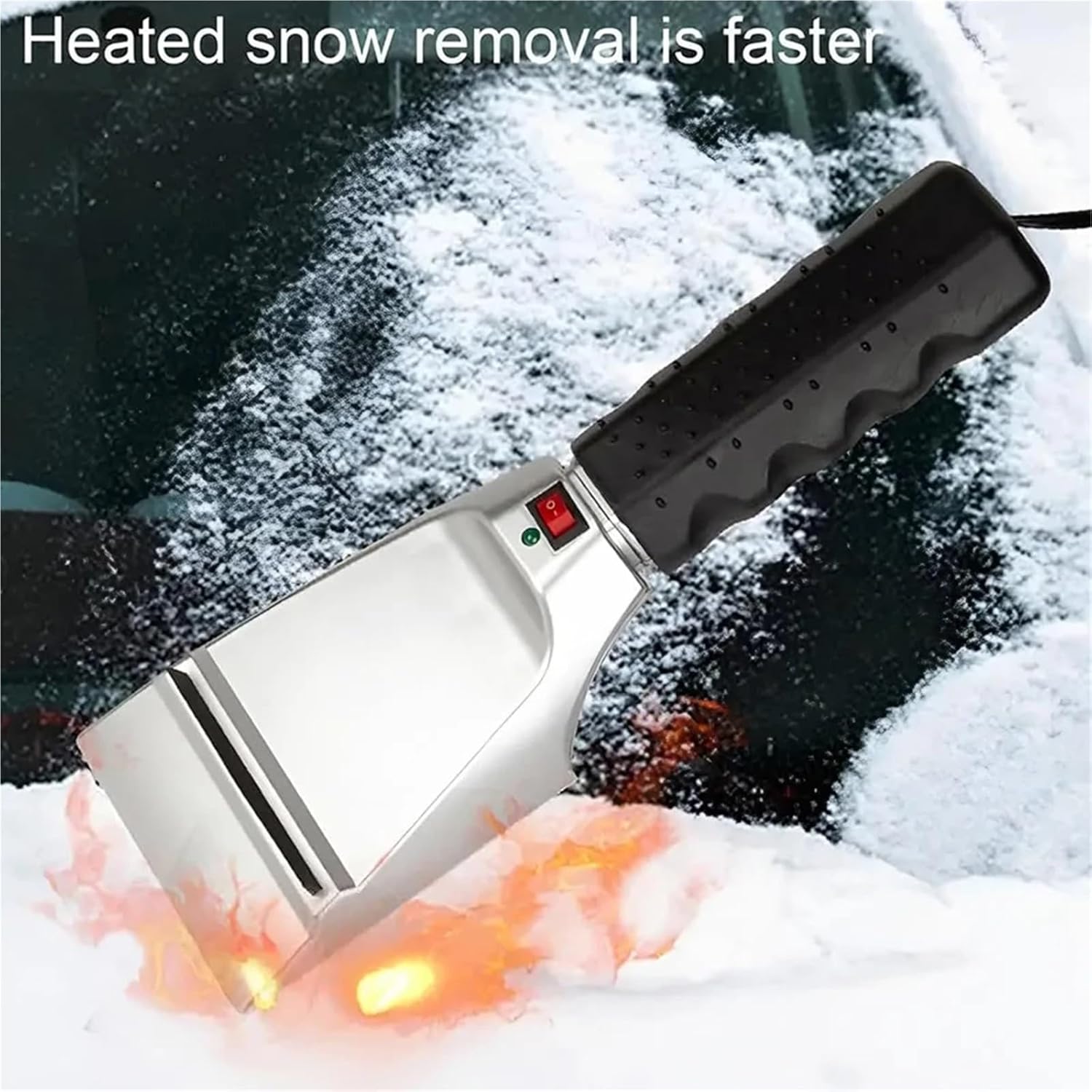 12V Winter Car Heating Ice Scraper Automotive Electric Heated Windshield Window Snow Shovel Wiper Powered 12V Cigarette Socket