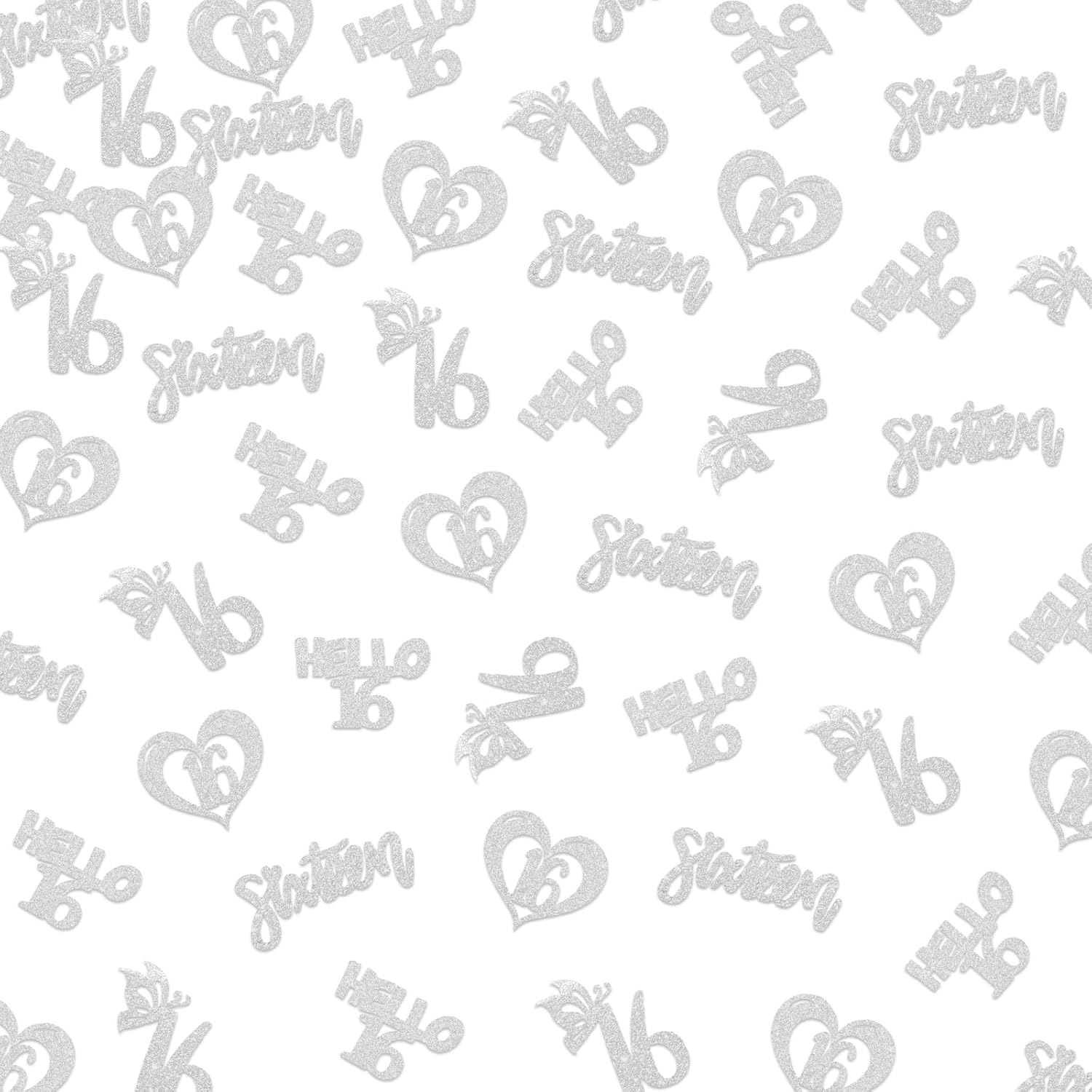 150 PCS 16th Birthday Decorations for Girls, Silver Glitter Happy Sweet Sixteen Confetti, Sweet 16, hello 16, 16 and Fabulous Table Scatter, Happy 16th Birthday Party Decorations Supplies