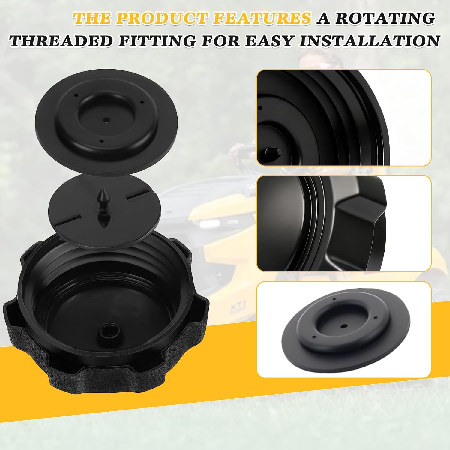 2pcs Fuel Cap replace for Husqvarna 539 91 43-63 Grasshopper 100210 Gravely: 01538400, Husqvarna: 539914363 Toro 1-513508, 112-0321, 112-6120 Kees 914363 125-384 Rotary 8935 stens 125-384