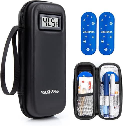 YOUSHARES Insulin Cooler Travel Case with Temperature Display - Refrigerated
