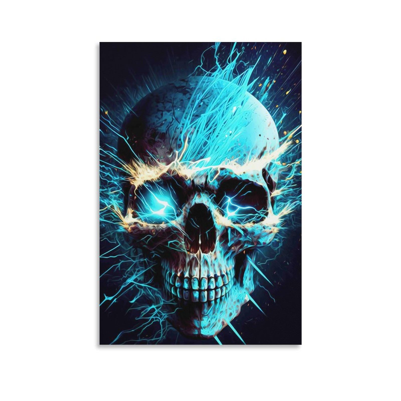 DHBANEIOK Electric Skull Art_1_1 Poster Artwork Giclee Canvas Prints Modern Wall Art Picture Wall Hanging for Bedroom Living Room Decor 24x36inch(60x90cm)