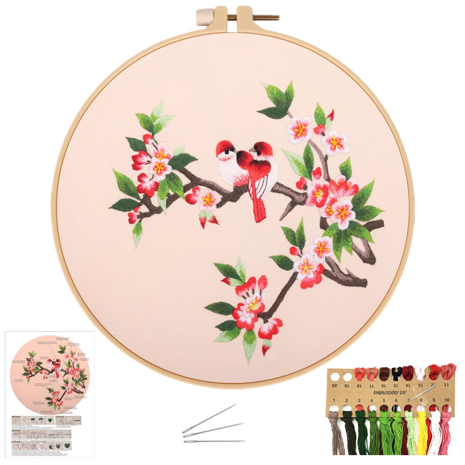DIY Adults Beginners Cross Stitch Kit, Embroidery Starter Kit with Pattern and Instructions, Including Plastic Embroidery Hoop, Embroidery Cloth, Colored Threads and Needles, Gifts, Arts and Crafts.