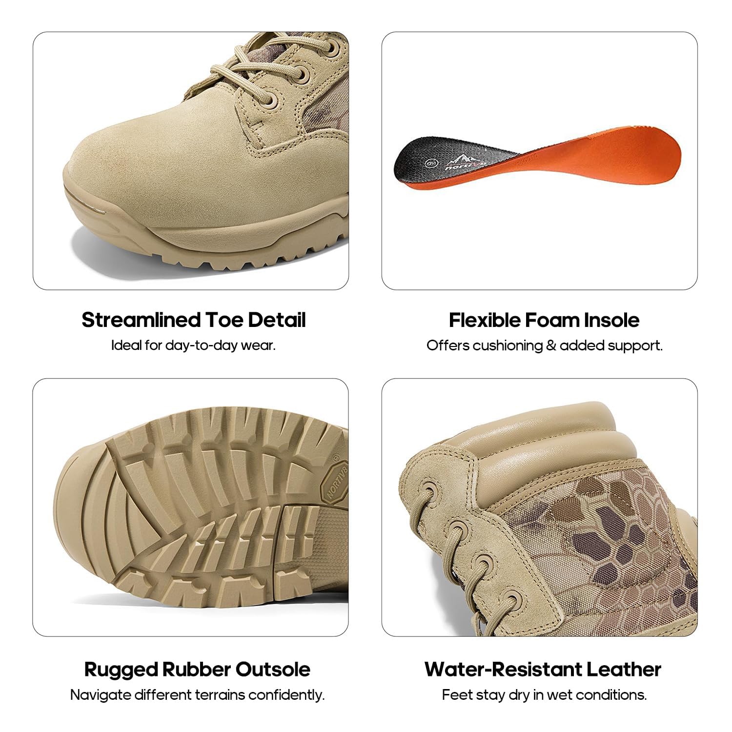 NORTIV 8 Herren Militärstiefel Einsatzstiefel mit Reißverschluss Taktische Boot Security Stiefel Kampfstiefel Springerstiefel Armee Outdoor Trekking Schuhe