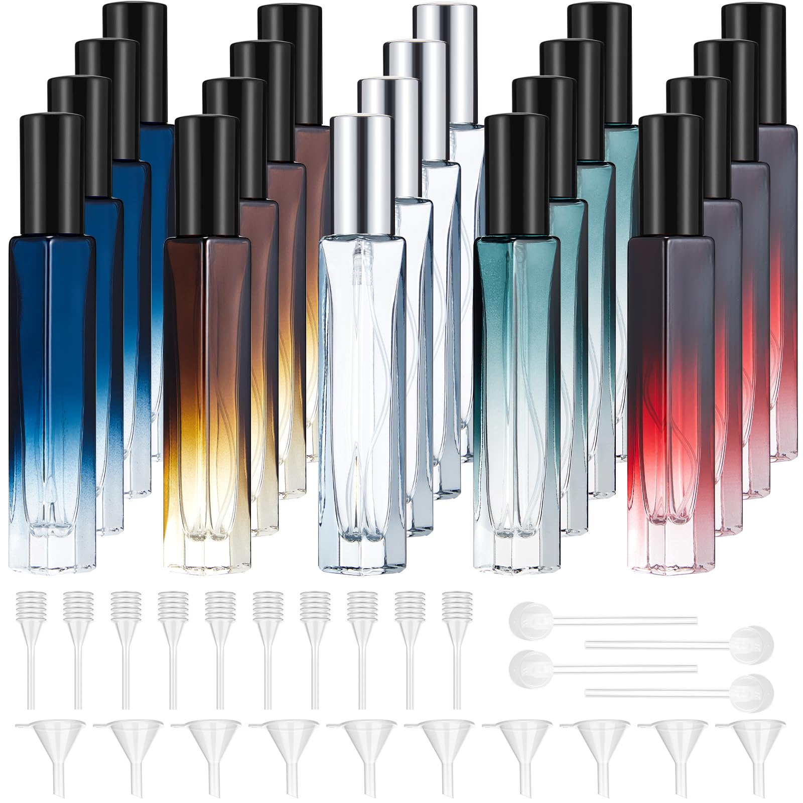 Domensi 20 Pcs 10ml Perfume Travel Refillable Bottles Glass Spray Bottle Perfume Atomizer for Cologne Dispenser Leak-proof Fragrance Bottles Atomizer