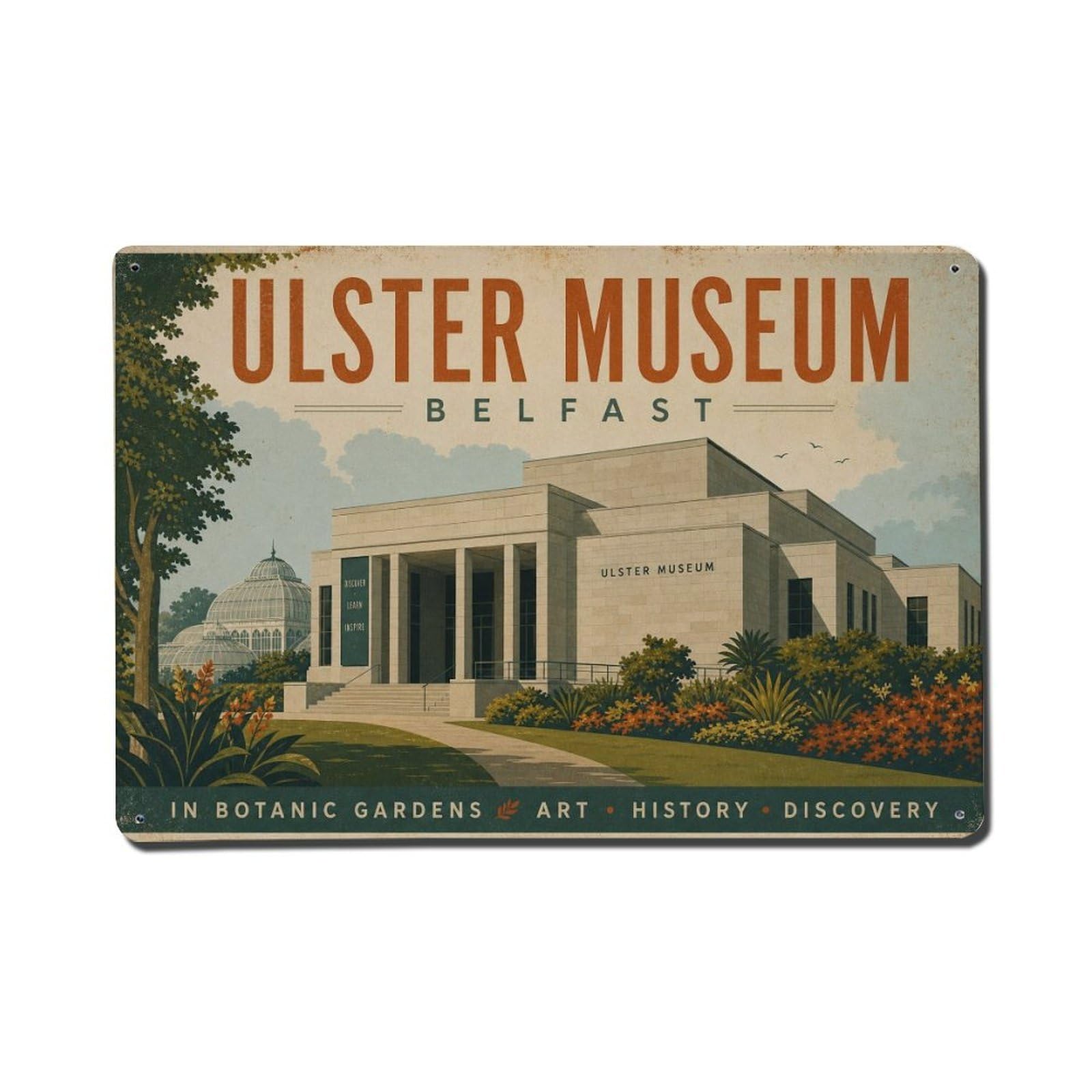 Belfast Northern Ireland Culture History Travel Metal Tin Sign Plaque Wall Decor for Cafe, Man Cave, Club Bar, Office, Home Garden Round Metal Poster 8x12Inch