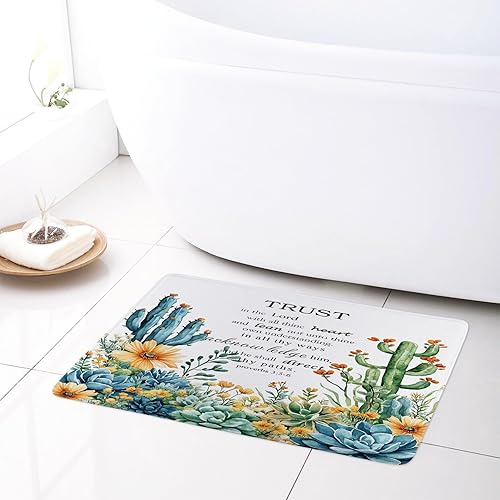 Vista 78 de LB Get Naked - Juego de cortinas de ducha de cactus con citas divertidas, plantas tropicales suculentas, verdes, acuarela, flores de cactus