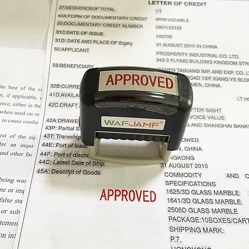 Miniatura 3 de WAFJAMF Sello de mensaje aprobado, sello de goma autoentintado, sello de oficina, tinta roja, mediana