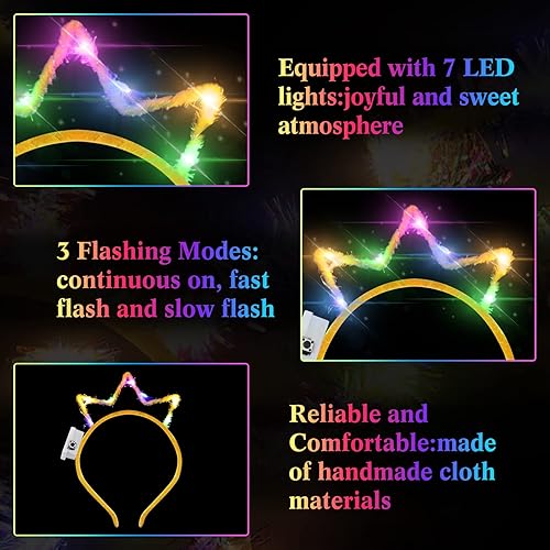 Miniatura 4 de WILLBOND 40 Pcs Light up Crown Headband LED Glow Crown Headband Hair Accessories for Birthday Festival Concert Party Costume